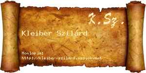 Kleiber Szilárd névjegykártya